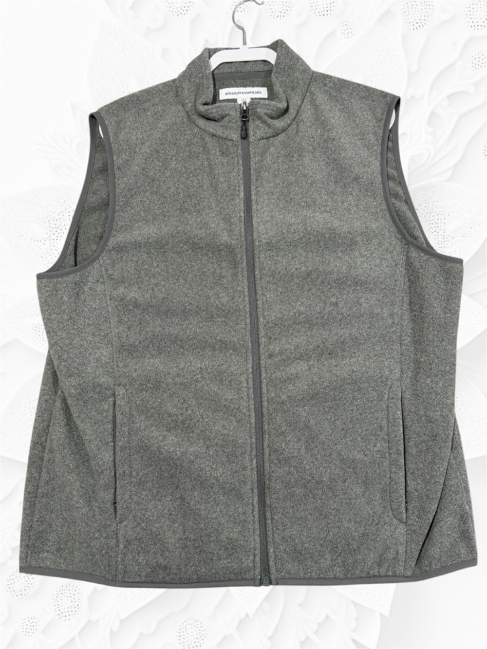 Amazon Essentials Grey Full-Zip Sleeveless Fleece Vest